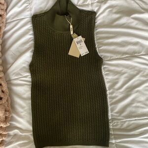 Elie Tahari Sweater Top Vest Olive  NWT